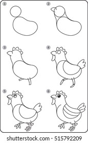 Step By Step Drawing Chicken. Easy To Drawing Chicken For Children