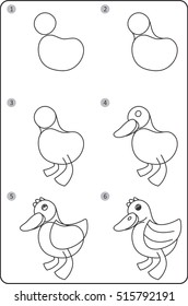 Step By Step Drawing Duck. Easy To Drawing Duck For Children