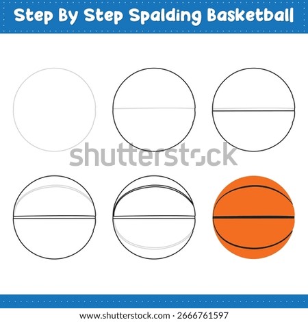 Step by step drawing Spalding Basketball Hand Practice . vector illustration