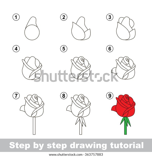 Step By Step Drawing Tutorial Vector Stock Vektorgrafik