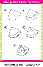 Step By Step Drawing Watermelon How Stock Vector (Royalty Free ...