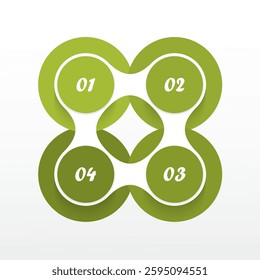 Step by step green infographic template with 4 options, parts or processes.