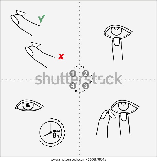 Step By Step Guide Contact Lenses Stock Vector (Royalty Free) 650878045 ...