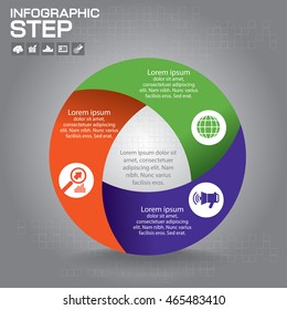 Step by step infographic can be used for workflow layout, diagram, chart, number options, web design.