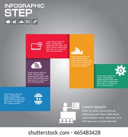 Step by step infographic can be used for workflow layout, diagram, chart, number options, web design.