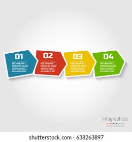 Step by step infographic design with numbers and text can be used for workflow layout, diagram, chart, number options, web design