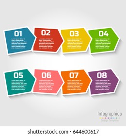 Step by step infographic design with numbers and text can be used for workflow layout, diagram, chart, number options, web design