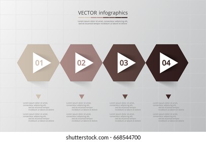 Step by step infographic design. Timeline template with 4 numbers and text can be used for workflow layout, diagram, chart, number options, web design, business presentation, trainings.