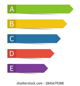 Step by step infographic sticky note. 3d post note paper. ABC color boxes for your text. Vector illustration, eps 10.
