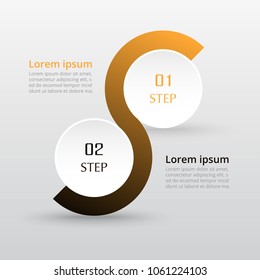 Step by step infographic. Template with 2 numbers can be used for workflow layout, diagram, chart, number options, web design, business presentation, trainings.