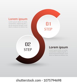 Step by step infographic. Template with 2 numbers can be used for workflow layout, diagram, chart, number options, web design, business presentation, trainings.
