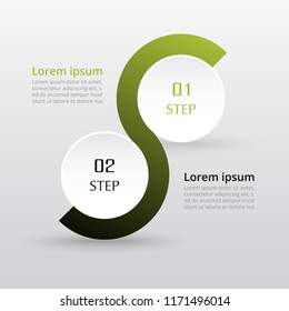 Step by step infographic. Template with 2 numbers can be used for workflow layout, diagram, chart, number options, web design, business presentation, trainings.