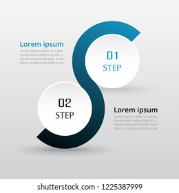 Step by step infographic. Template with 2 numbers can be used for workflow layout, diagram, chart, number options, web design, business presentation, trainings.