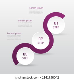 Step by step infographic. Template with 3 numbers can be used for workflow layout, diagram, chart, number options, web design, business presentation, trainings.