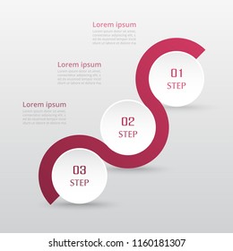 Step by step infographic. Template with 3 numbers can be used for workflow layout, diagram, chart, number options, web design, business presentation, trainings.