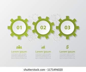 Step by step infographic. Template with 3 numbers can be used for workflow layout, diagram, chart, number options, web design, business presentation, trainings.