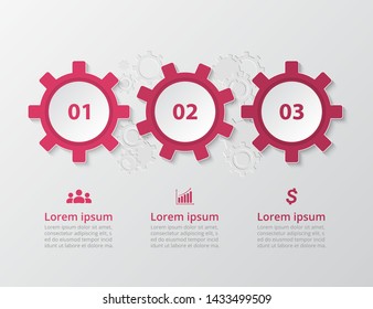 Step by step infographic. Template with 3 numbers can be used for workflow layout, diagram, chart, number options, web design, business presentation, trainings.