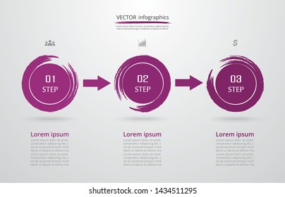 Step by step infographic. Template with 3 numbers can be used for workflow layout, diagram, chart, number options, web design, business presentation, trainings.