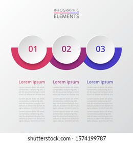 Infografía paso a paso. La plantilla con 3 números se puede utilizar para el diseño de flujo de trabajo, diagrama, gráfico, opciones de número, diseño web, presentación empresarial, formación.