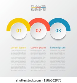 Step by step infographic. Template with 3 numbers can be used for workflow layout, diagram, chart, number options, web design, business presentation, trainings.