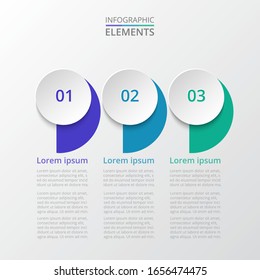 Infografía paso a paso. La plantilla con 3 números se puede utilizar para el diseño de flujo de trabajo, diagrama, gráfico, opciones de número, diseño web, presentación empresarial, formación.