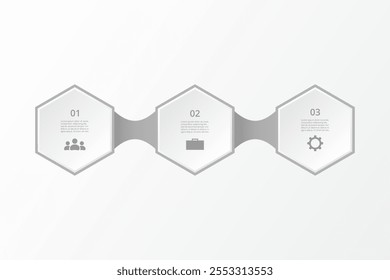 Step by step infographic template with 3 steps, options, parts or processes.