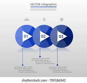 Step by step infographic. Template with 3 numbers can be used for workflow layout, diagram, chart, number options, web design, business presentation, trainings.