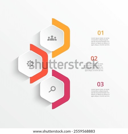 Step by step infographic template with 3 options, parts or processes.
