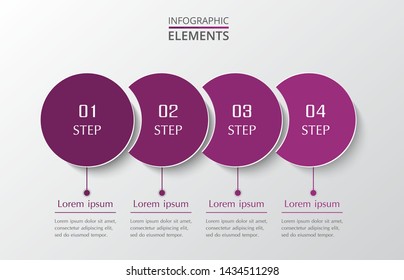 Step by step infographic. Template with 4 numbers can be used for workflow layout, diagram, chart, number options, web design, business presentation, trainings.
