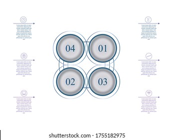 Step by step infographic. Template with 4 numbers