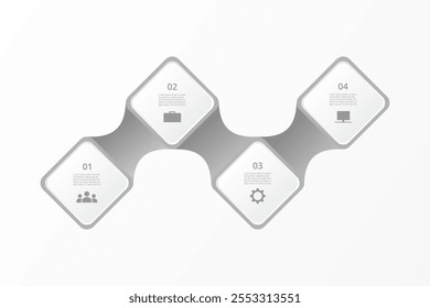 Step by step infographic template with 4 steps, options, parts or processes.