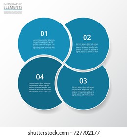 Step by step infographic. Template with 4 circles can be used for workflow layout, diagram, chart, number options, web design, business presentation, trainings.