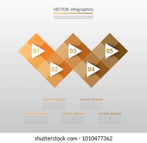 Step by step infographic. Template with 5 numbers can be used for workflow layout, diagram, chart, number options, web design, business presentation, trainings.