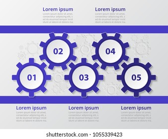 Step by step infographic. Template with 5 numbers can be used for workflow layout, diagram, chart, number options, web design, business presentation, trainings.