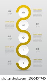 Step by step infographic. Template with 5 numbers can be used for workflow layout, diagram, chart, number options, web design, business presentation, trainings.