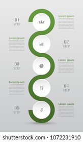 Step by step infographic. Template with 5 numbers can be used for workflow layout, diagram, chart, number options, web design, business presentation, trainings.