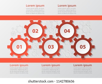 Step by step infographic. Template with 5 numbers can be used for workflow layout, diagram, chart, number options, web design, business presentation, trainings.