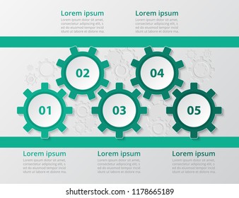 Step by step infographic. Template with 5 numbers can be used for workflow layout, diagram, chart, number options, web design, business presentation, trainings.