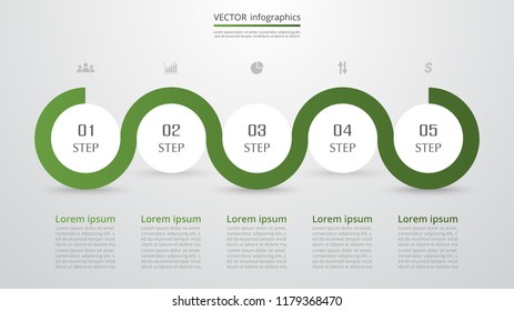 Step by step infographic. Template with 5 numbers can be used for workflow layout, diagram, chart, number options, web design, business presentation, trainings.