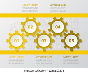 Step by step infographic. Template with 5 numbers can be used for workflow layout, diagram, chart, number options, web design, business presentation, trainings.