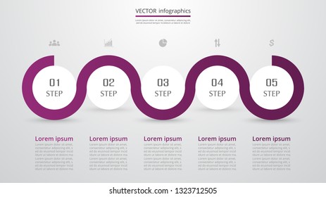 Step by step infographic. Template with 5 numbers can be used for workflow layout, diagram, chart, number options, web design, business presentation, trainings.