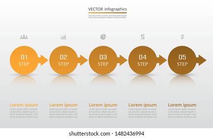 Step by step infographic. Template with 5 numbers can be used for workflow layout, diagram, chart, number options, web design, business presentation, trainings.