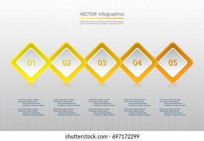 Step by step infographic. Template with 5 numbers and text can be used for workflow layout, diagram, chart, number options, web design, business presentation, trainings.