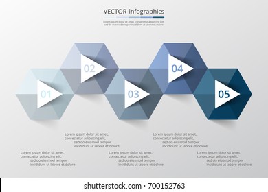Step by step infographic. Template with 5 numbers and text can be used for workflow layout, diagram, chart, number options, web design, business presentation, trainings.