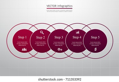 Step by step infographic. Template with 5 numbers can be used for workflow layout, diagram, chart, number options, web design, business presentation, trainings.