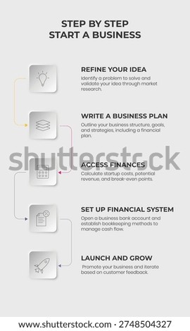 Step by step infographic template with 5 options.