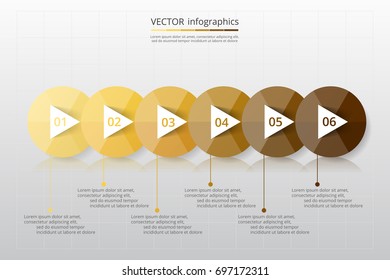 Step by step infographic. Template with 6 numbers and text can be used for workflow layout, diagram, chart, number options, web design, business presentation, trainings.