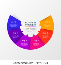Step by step infographic. Template with 6 numbers can be used for workflow layout, diagram, chart, number options, web design, business presentation, trainings.