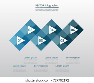 Step by step infographic. Template with 6 numbers can be used for workflow layout, diagram, chart, number options, web design, business presentation, trainings.