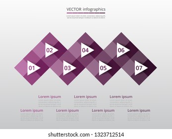 Step by step infographic. Template with 7 numbers can be used for workflow layout, diagram, chart, number options, web design, business presentation, trainings.